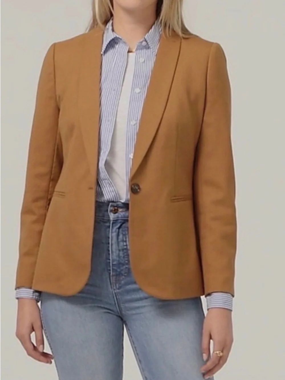 J. Crew Women's Parke blazer in camel stretch wool blend Tan Single-Button 14